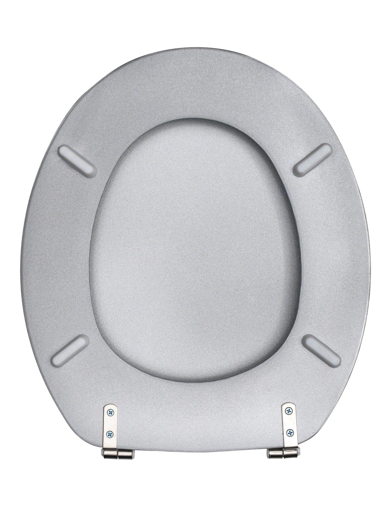 Image 4 of 4 of AQUALONA Silver Effect MDF Toilet Seat