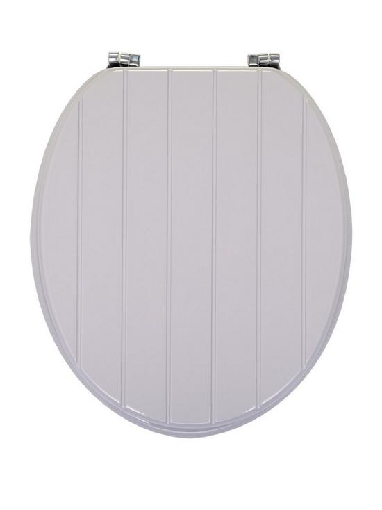 front image of aqualona-grey-tongue-and-groove-toilet-seat