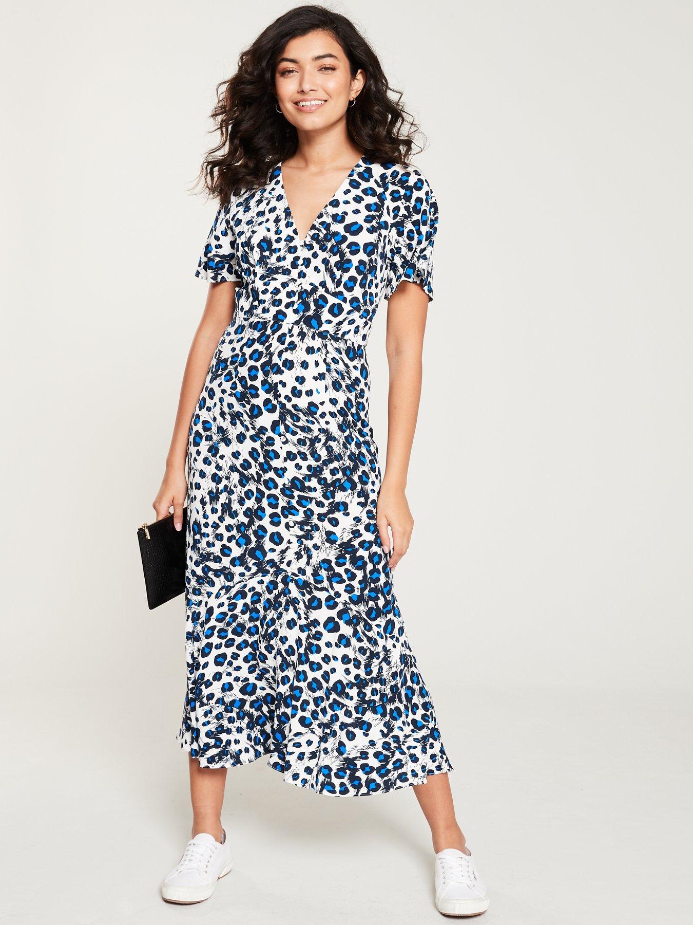 whistles brushed leopard button dress