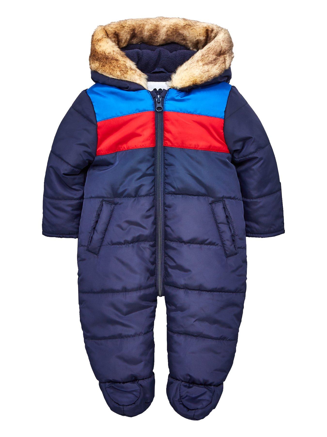 navy snowsuit baby