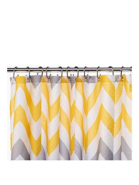 croydex-chevron-textile-shower-curtain-ndash-yellow-grey-and-white