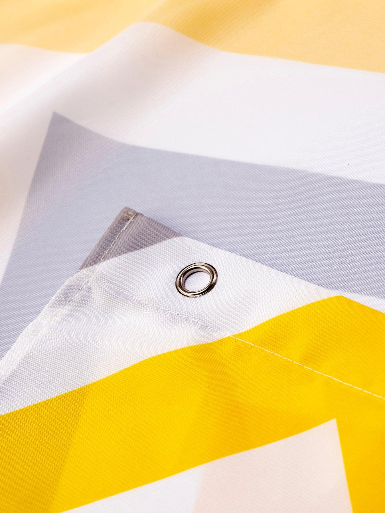 Image 5 of 5 of Croydex Chevron Textile Shower Curtain &ndash; Yellow, Grey and White