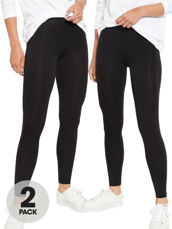 front image of everyday-thenbspessential-2-pack-leggings-black