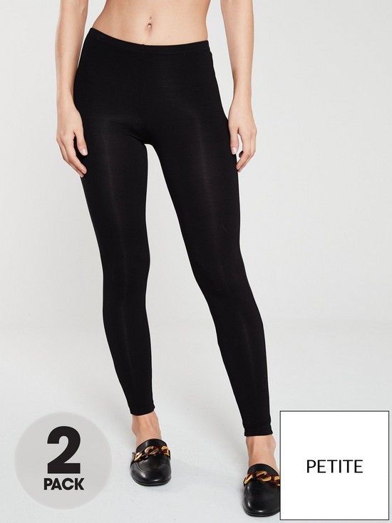 front image of v-by-very-petite-the-valuenbspessential-petite-2-pack-basic-leggings-black