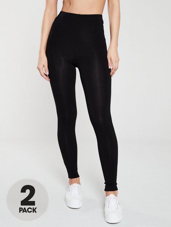 front image of everyday-thenbspessential-2-pack-high-waist-leggings-black