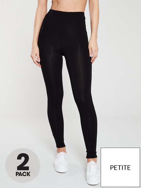 front image of everyday-thenbspessential-petite-2-pack-high-waist-leggings-black