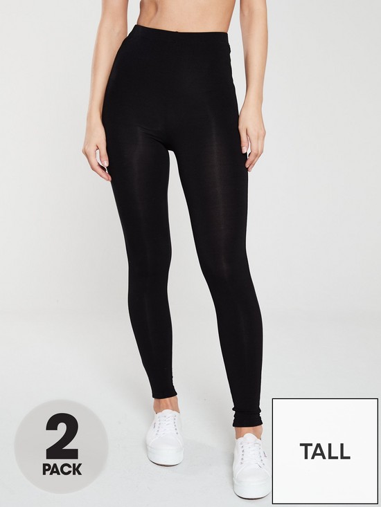 front image of everyday-essential-tall-2-pack-high-waist-leggings-black