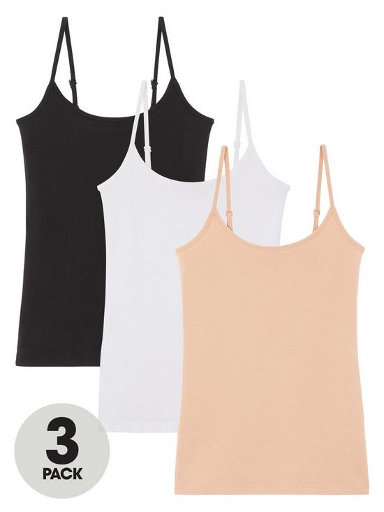front image of everyday-the-essential-3-pack-cami-top-black-white-nude