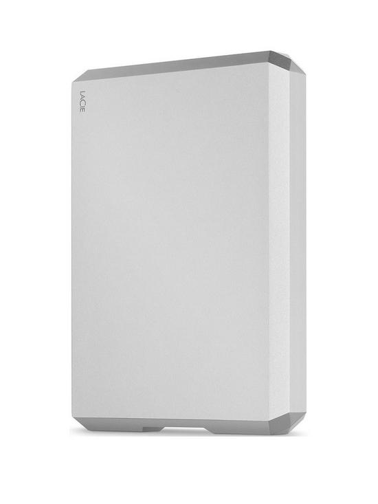 front image of lacie-5tb-mobile-hard-drive-hdd-sthg5000400-moon-silver