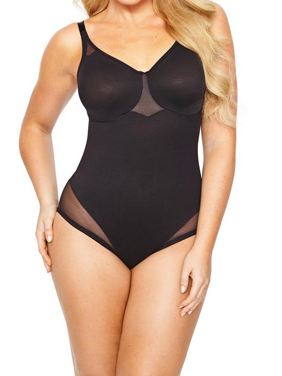 front image of miraclesuit-sexy-sheer-shaping-bodybriefer-black