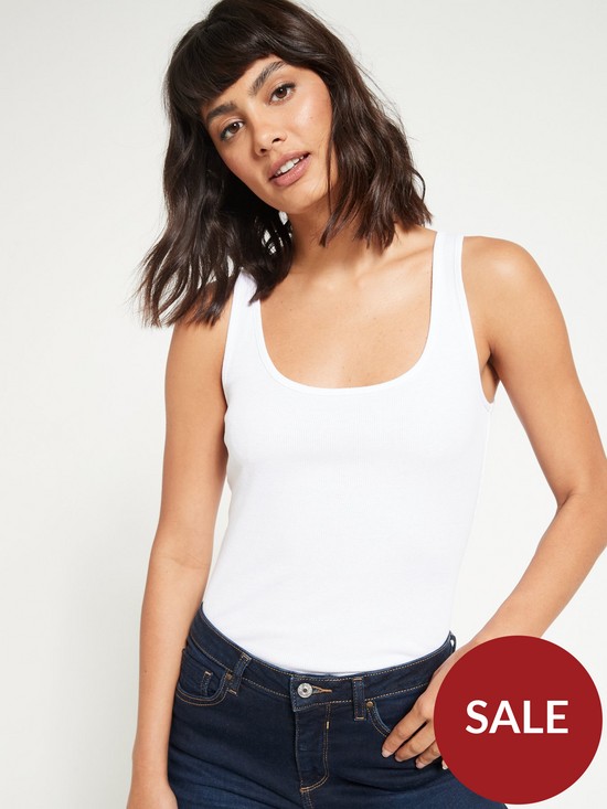 front image of everyday-the-essential-rib-vest-top-white