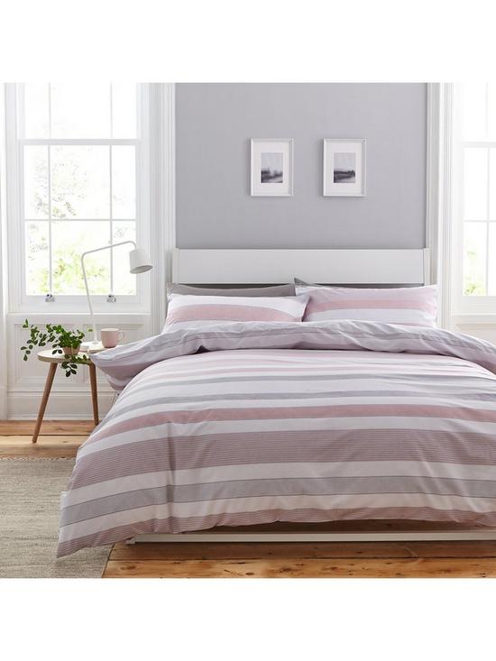 front image of catherine-lansfield-newquay-stripe-duvet-cover-set