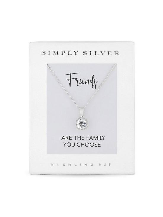 back image of simply-silver-cubic-zirconia-solitaire-flower-pendant-in-gift-box