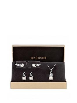 jon-richard-jon-richard-silver-plated-crystal-and-pearl-infinity-pendant-bracelet-and-earrings-set