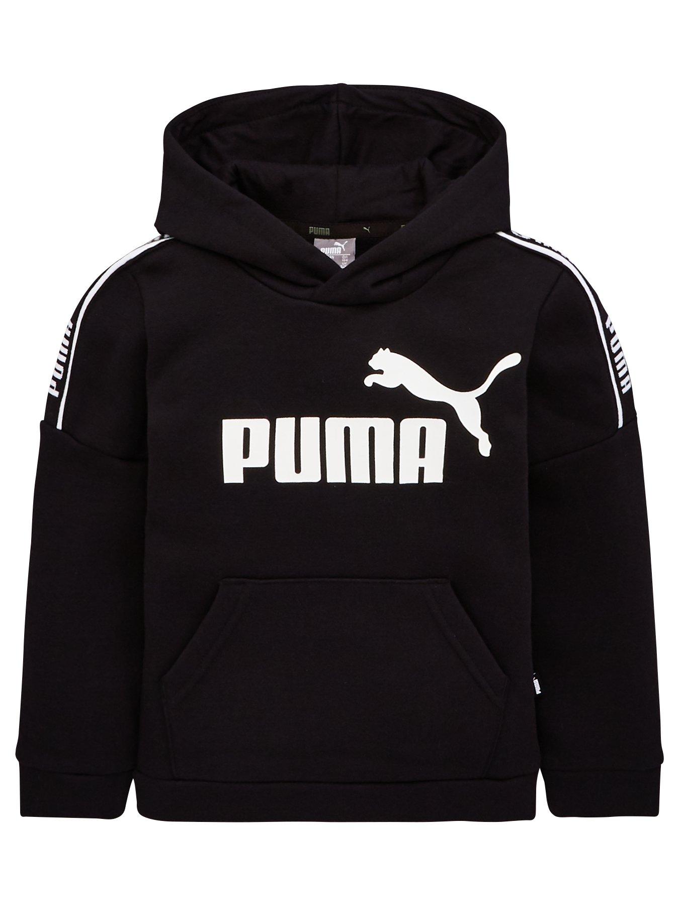 puma taped hoodie in black