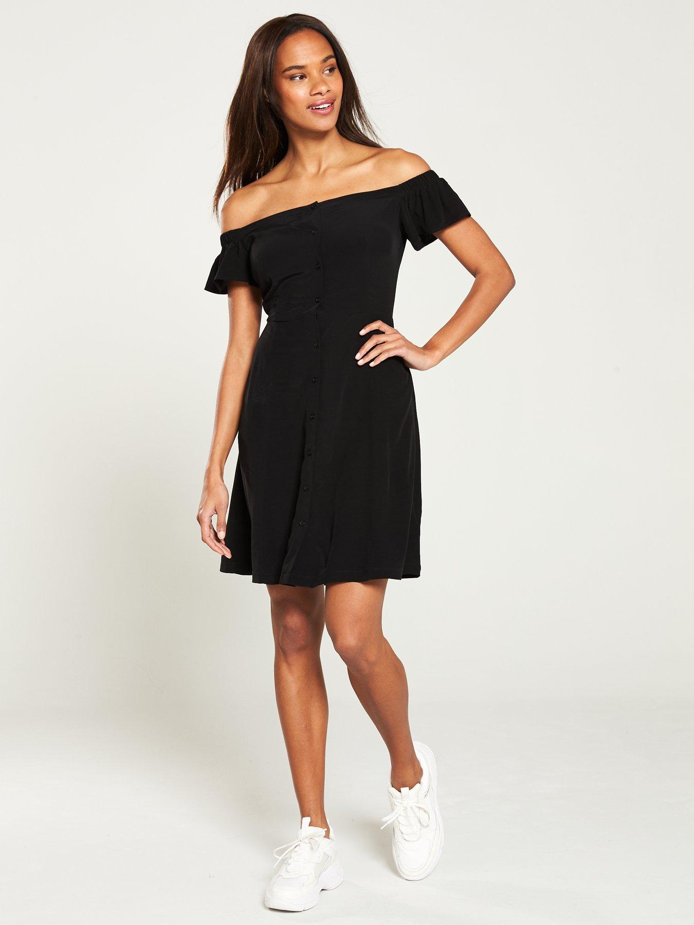 calvin klein black off shoulder dress