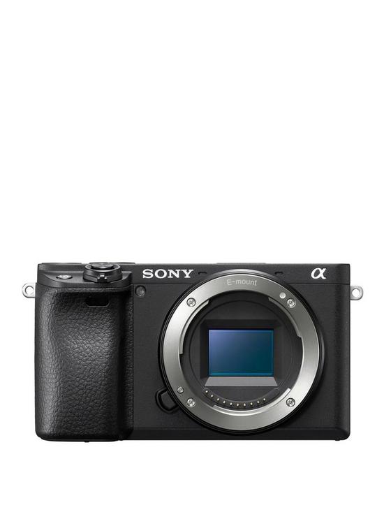 front image of sony-alpha6400-e-mount-mirrorless-camera-with-aps-c-sensor-and-real-time-eye-af