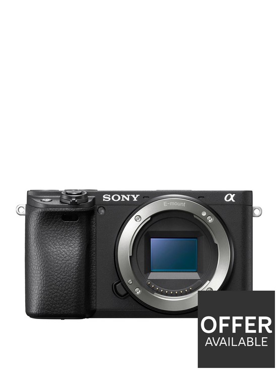 front image of sony-alpha6400-e-mount-mirrorless-camera-with-aps-c-sensor-and-real-time-eye-af