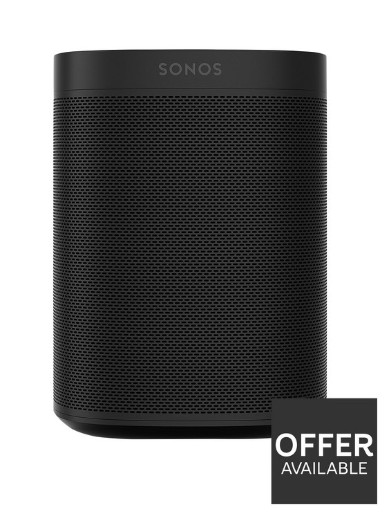 front image of sonos-one-the-powerful-smart-speaker-with-voice-control-built-in-black