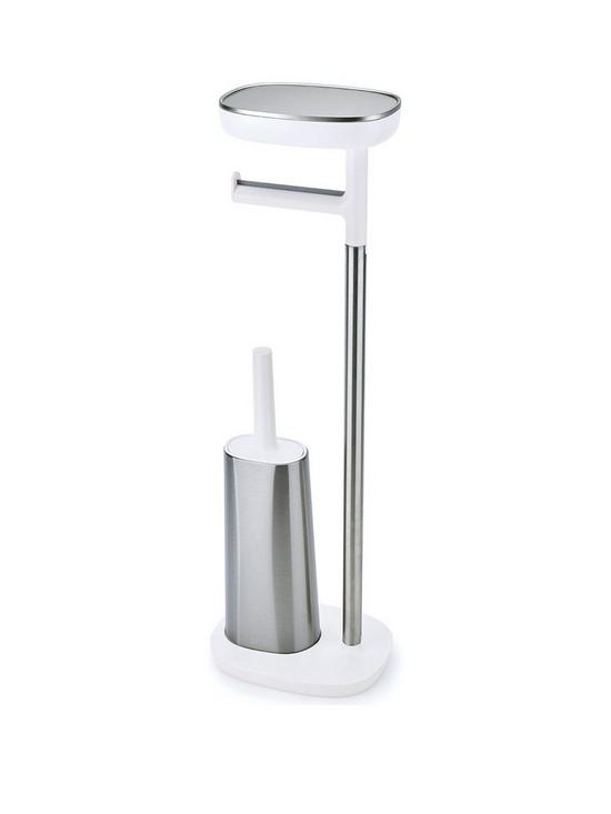 front image of joseph-joseph-easystore-butler-plus-standing-toilet-roll-holder-with-flex-steel-toilet-brush