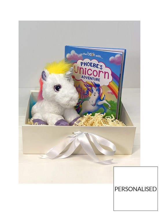 front image of signature-gifts-personalised-unicorn-story-plush-toy-gift-set-including-free-giftbox