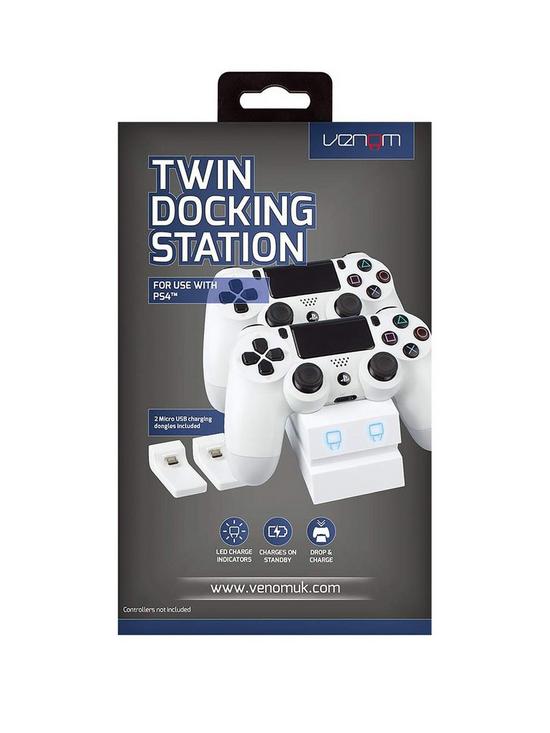 front image of venom-white-twin-ps4-controller-charge-dock