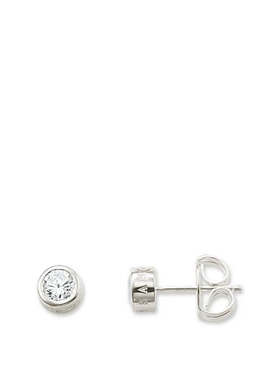 front image of thomas-sabo-sterling-silver-round-logo-stud-earrings