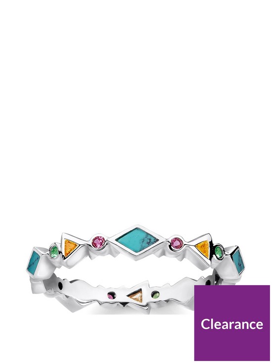 front image of thomas-sabo-sterling-silver-multicoloured-stone-stacking-ring