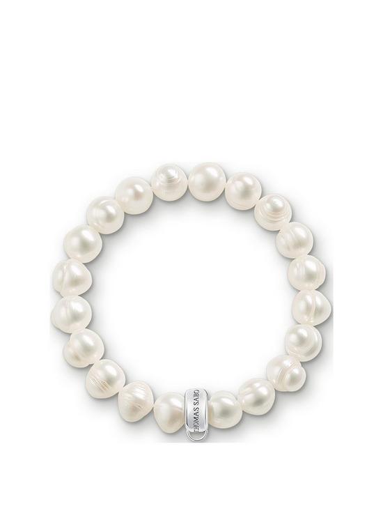 front image of thomas-sabo-charm-club-white-pearl-bracelet