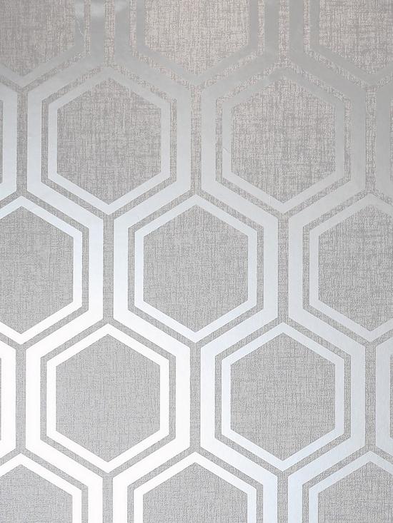front image of arthouse-luxe-hexagon-silver-wallpaper
