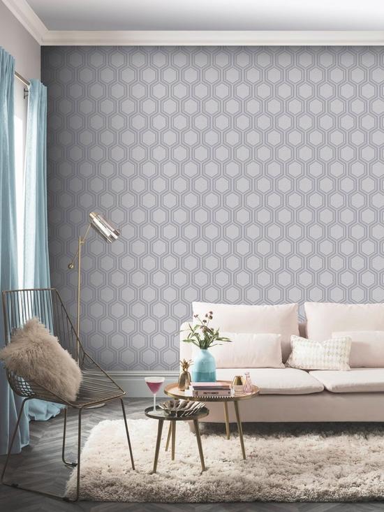 stillFront image of arthouse-luxe-hexagon-silver-wallpaper