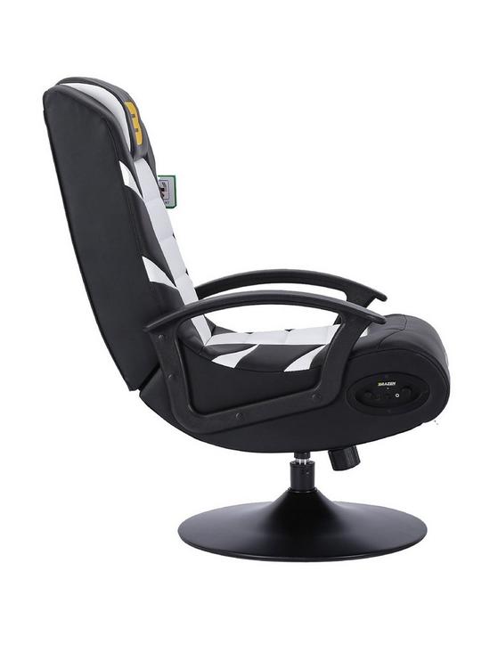 back image of brazen-pride-21-bluetooth-gaming-chair-black-and-white