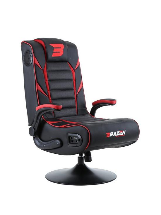 front image of brazen-panther-elite-21-bluetooth-gaming-chair-black-and-red