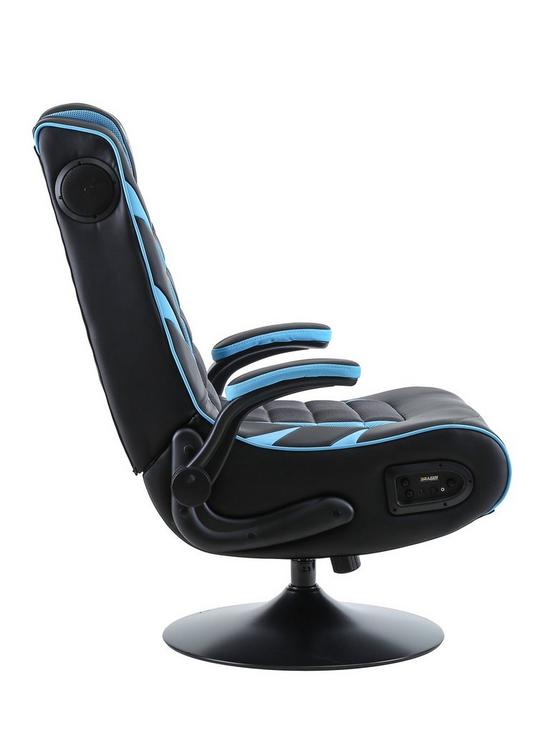 back image of brazen-panther-elite-21-bluetooth-gaming-chair-black-and-blue