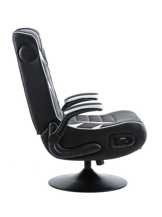 back image of brazen-panther-elite-21-bluetooth-gaming-chair-black-and-white