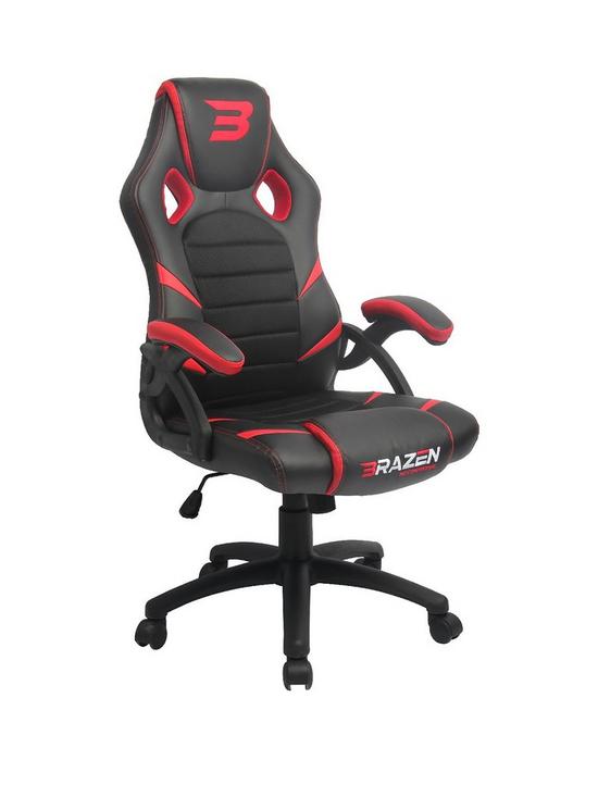 front image of brazen-puma-pc-gaming-chair-black-and-red