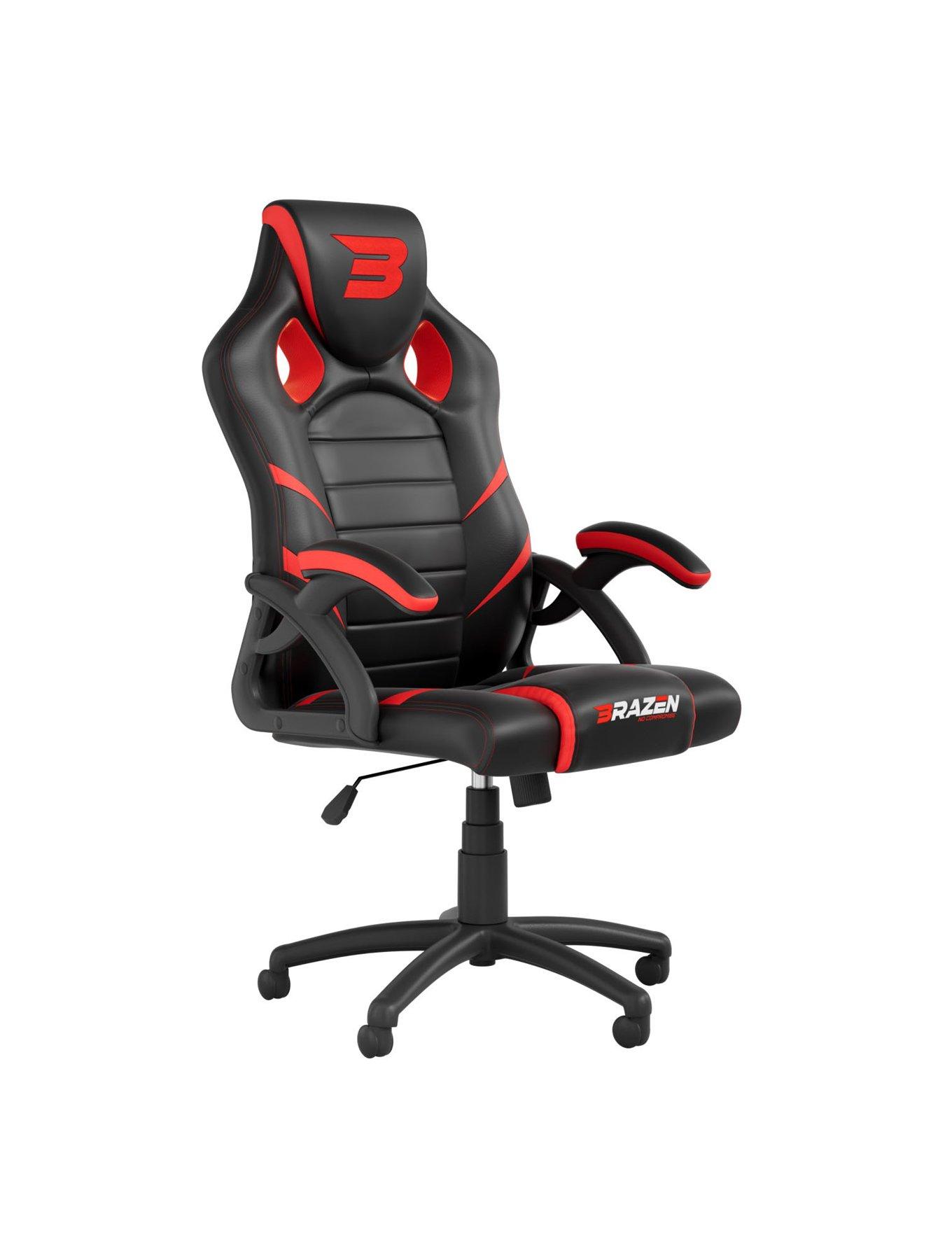 Image 2 of 5 of BraZen Puma PC Gaming Chair - Black and Red