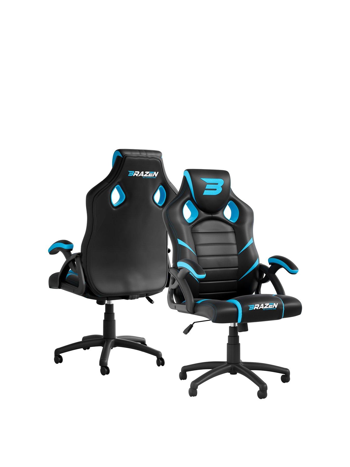 BraZen Puma PC Gaming Chair - Black and Blue