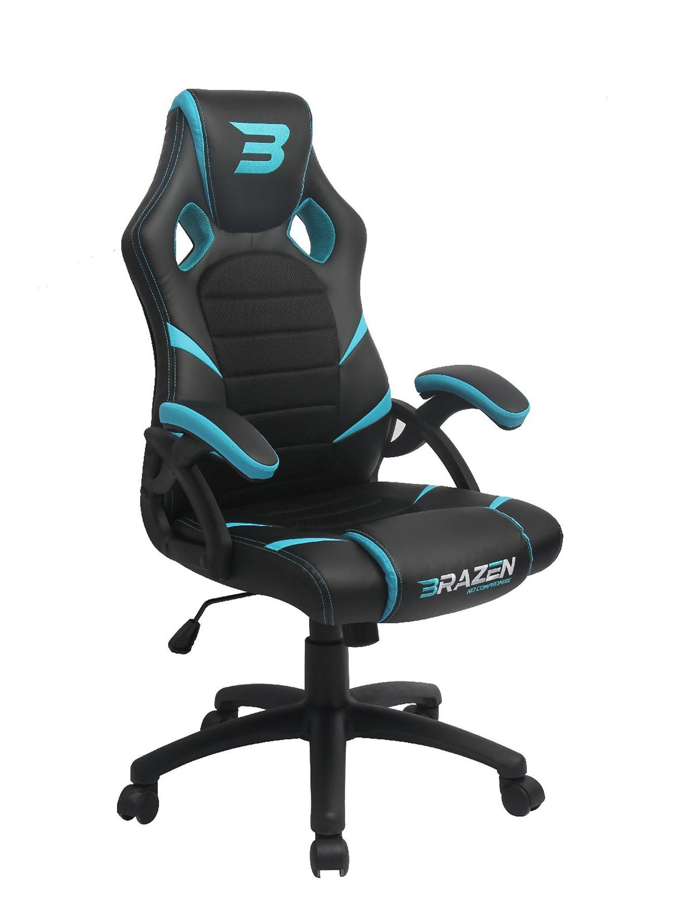 BraZen Puma PC Gaming Chair Black and Blue littlewoods