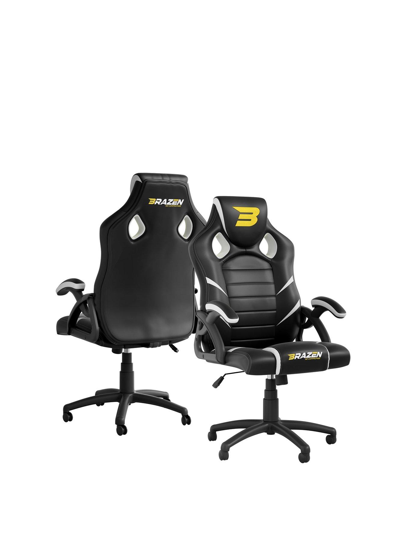 BraZen Puma PC Gaming Chair - Black and White