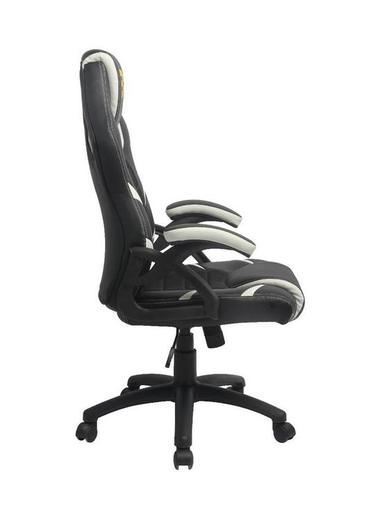 back image of brazen-puma-pc-gaming-chair-black-and-white