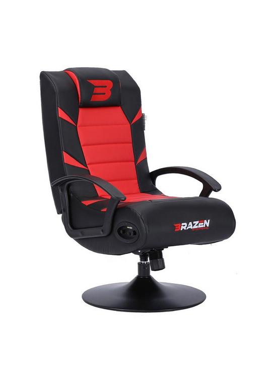 front image of brazen-pride-21-bluetooth-gaming-chair-black-and-red