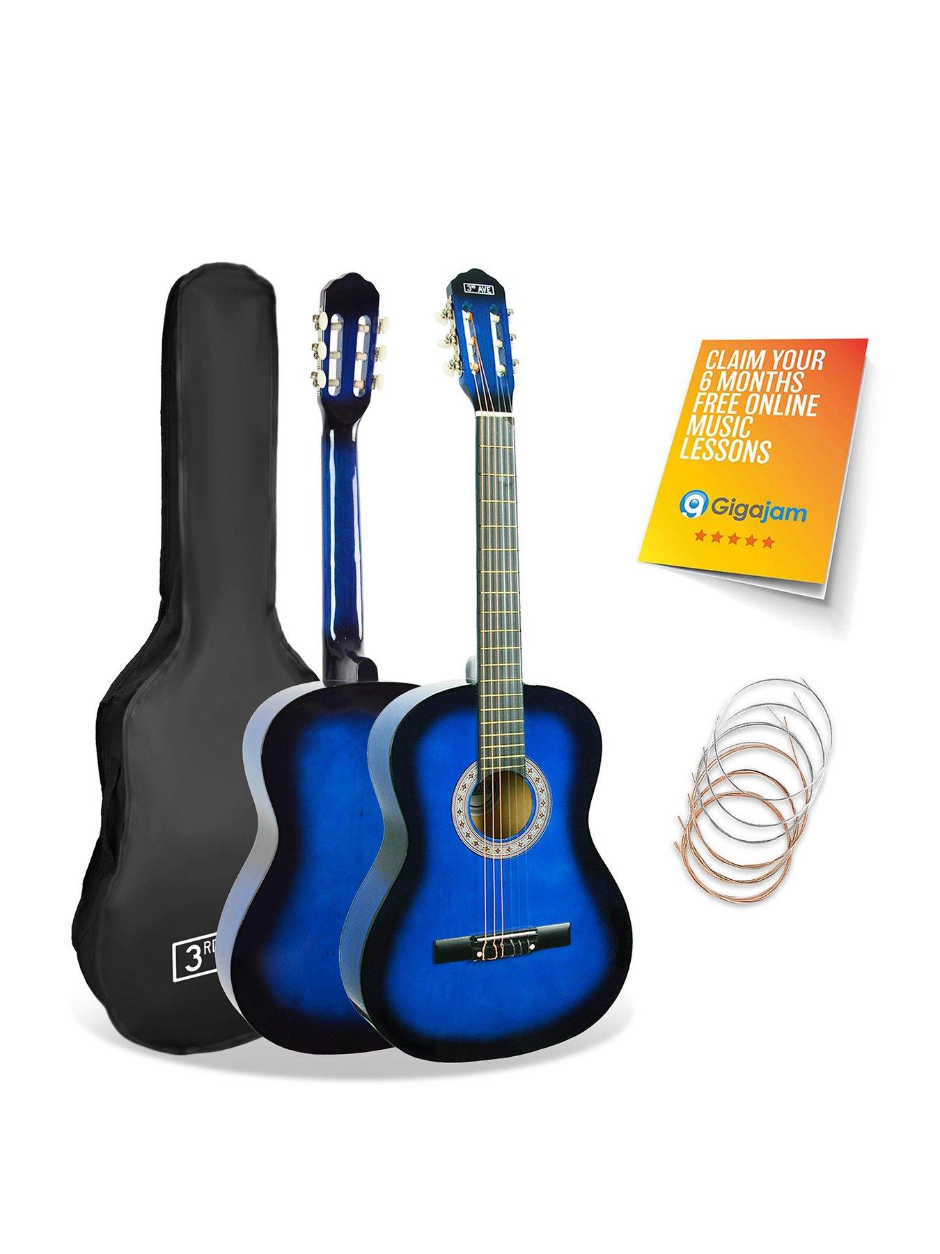 3rd-avenue-34-size-kids-classical-guitar-beginner-bundle-blueburst-withnbsp6-months-free-lessons