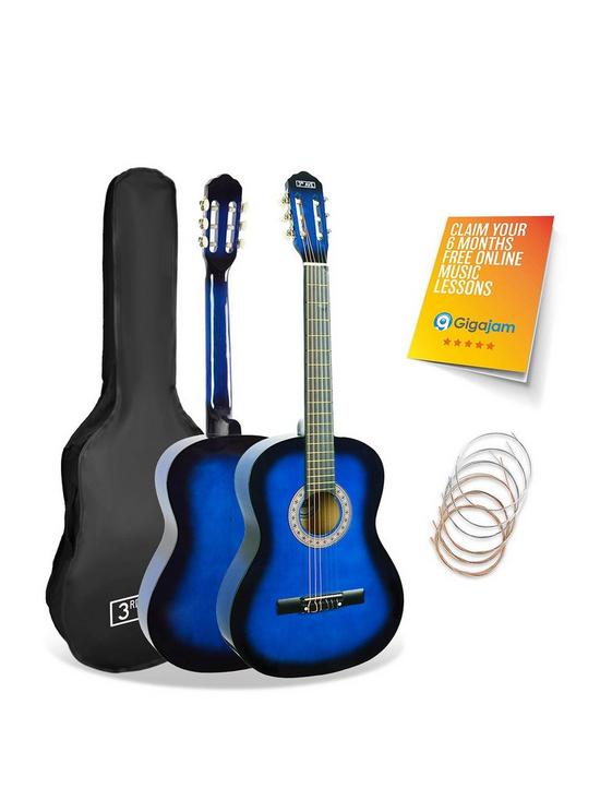 front image of 3rd-avenue-34-size-classical-guitar-pack-blueburst-with-free-online-music-lessons