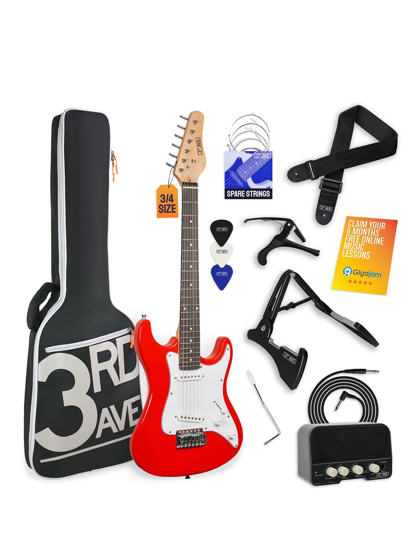 rocket-3rd-avenue-34-size-electric-guitar-ultimate-kit-with-amp-6-months-free-lessons-red