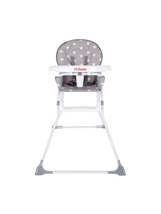 front image of my-babiie-mbhc1gs-grey-stars-compact-highchair