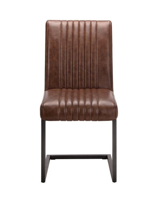 front image of julian-bowen-pair-of-brooklyn-faux-leather-and-metal-cantilever-dining-chairs