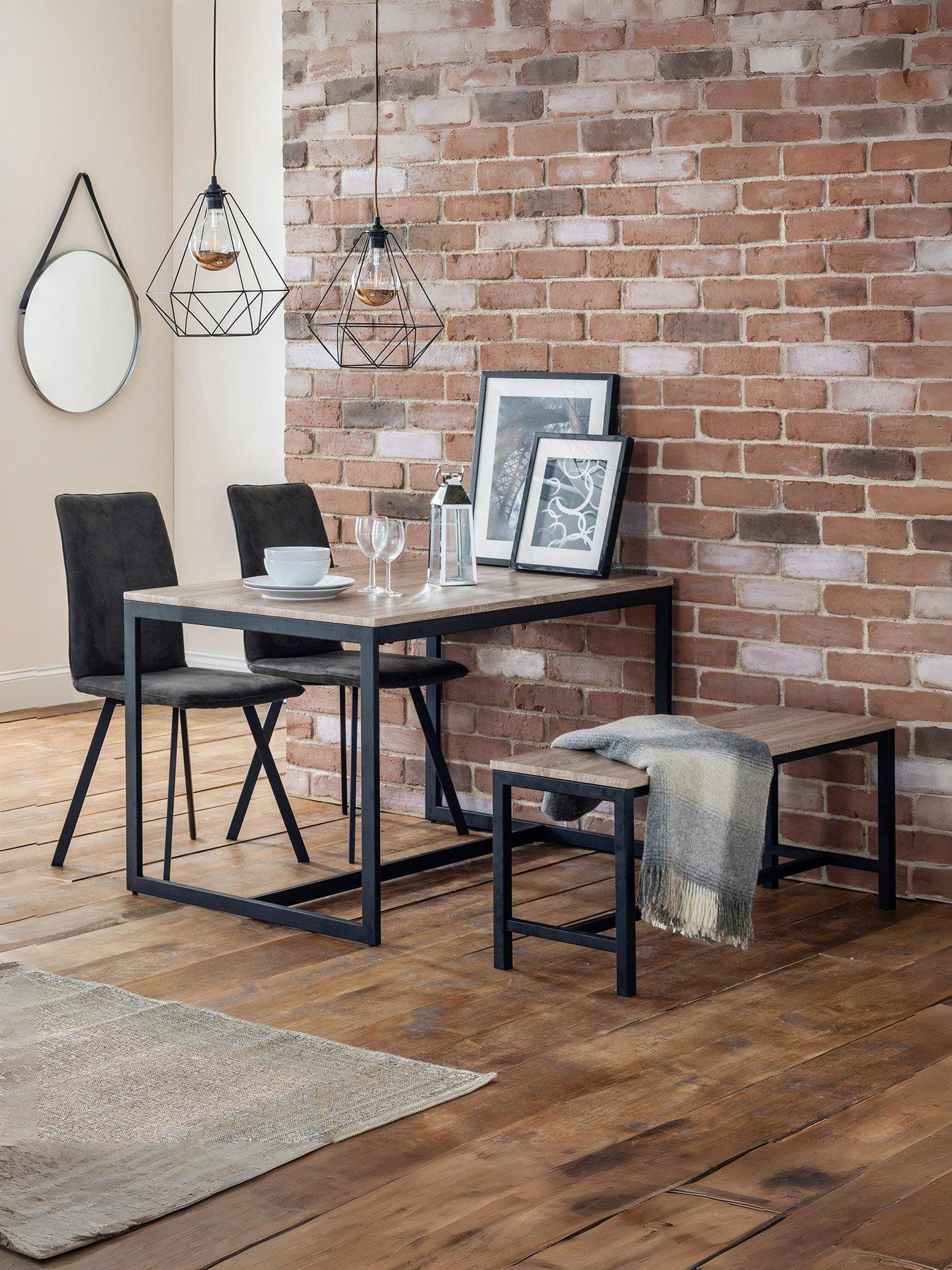Julian Bowen Tribeca 120 cm Dining Table + 2 Monroe Chairs + Bench