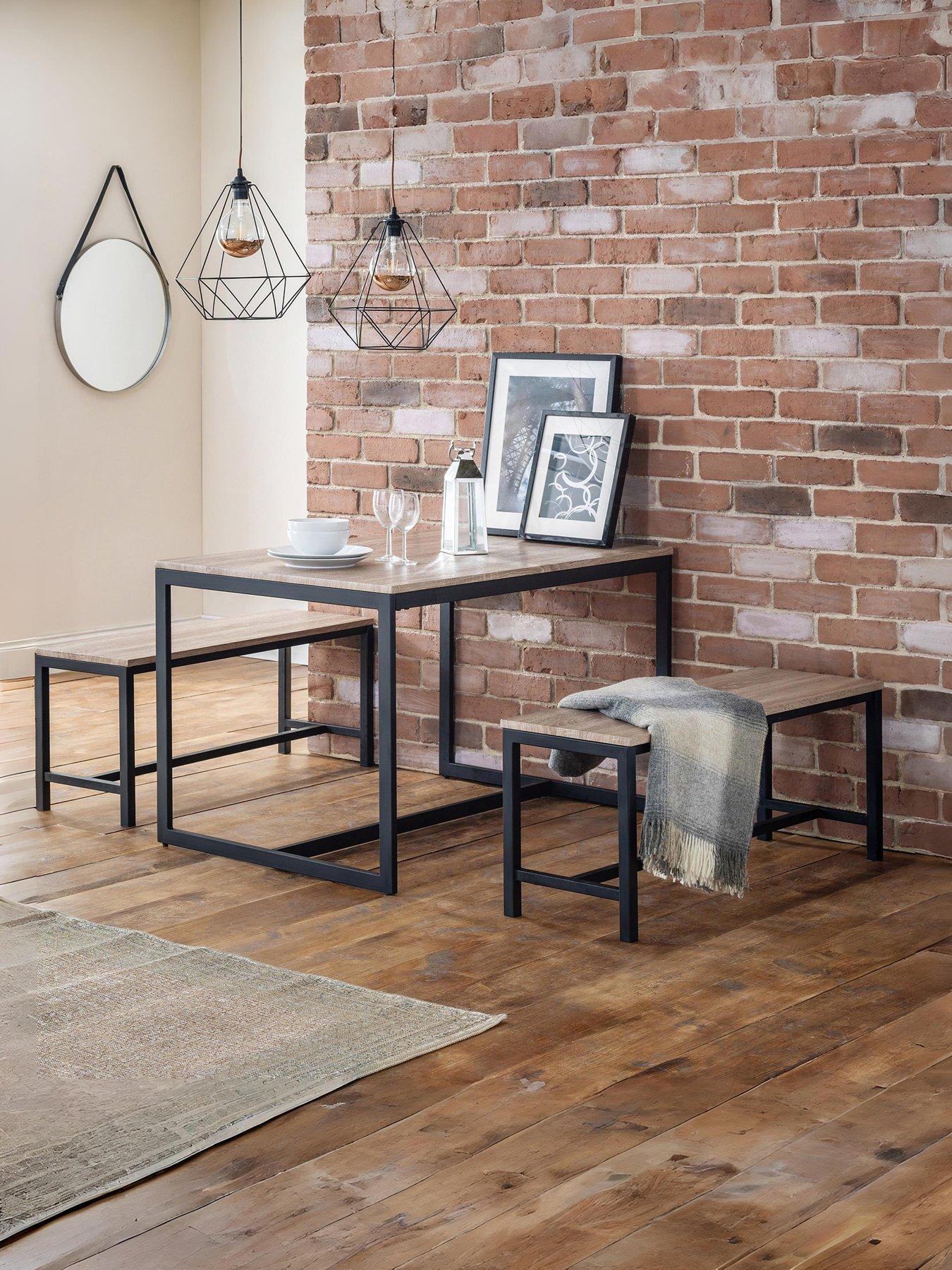 undefined Tribeca 120 cm Dining Table + 2 Benches