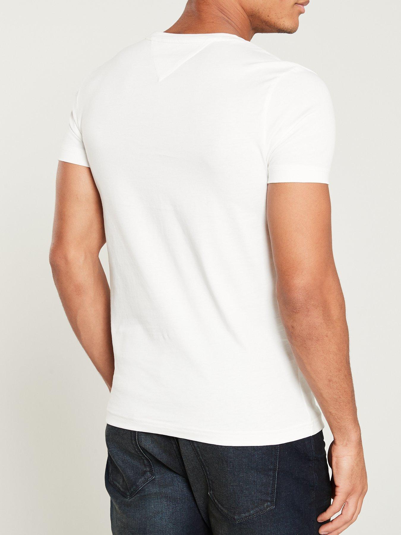 Image 2 of 4 of Tommy Hilfiger Linear Chest Logo T-Shirt - White